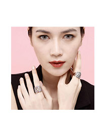 Luxury Gold Color&multi-color Diamond Decorated Simple Design Alloy Korean Rings