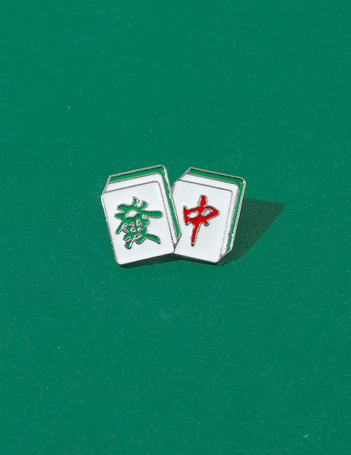 Broche De Tarjeta De Mahjong Rojo De La Fortuna De Pintura De Aleación