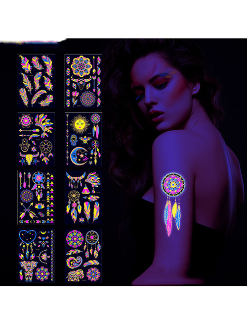 Etiquetas Engomadas Fluorescentes Del Tatuaje Del Brazo De La Flor Que Broncean