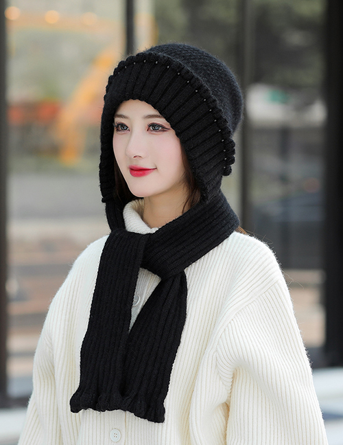 Fashion Lotus Root Starch Rabbit Fur Knitted Scarf And Ear Protection Cap One-piece Kit