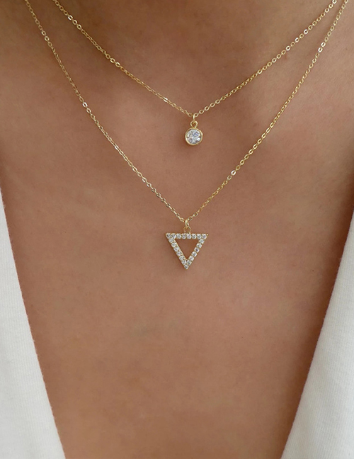Collar Doble Aleación Triángulo Diamante