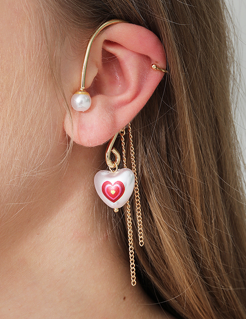 Ear Cuff De Aleación Con Corazón Y Perla