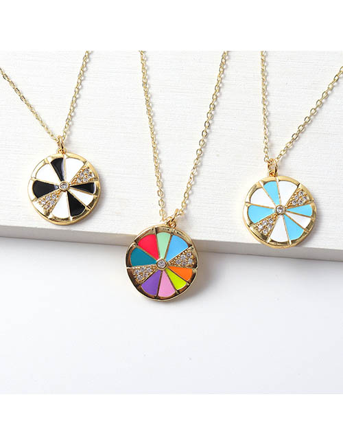 Collar De Placa De Color De Aceite De Goteo Chapado En Oro De Latón Con Diamantes