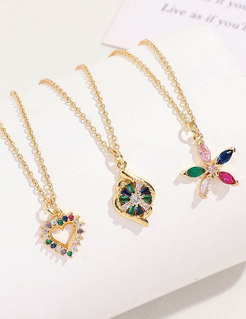 Collar Floral De Latón Chapado En Oro Con Diamantes