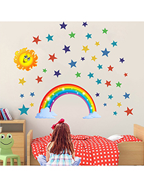 Rainbow Stars Sun Adhesivo De Pared Extraíble Para Habitación Infantil