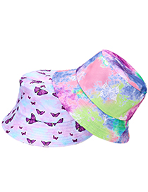 Sombrero De Pescador Con Estampado De Mariposas Y Efecto Tie-dye Arcoíris