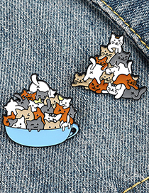 Fashion 2# Animal Alloy Cartoon Cat Stacked Luohan Paint Brooch