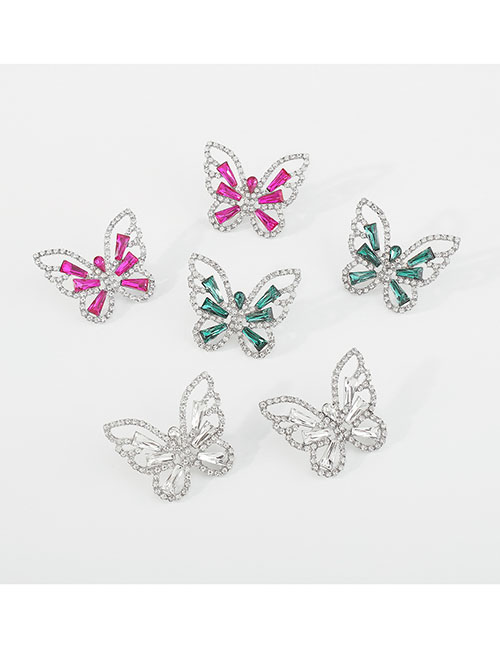 Aretes De Mariposa Huecos Tridimensionales Con Incrustaciones De Diamantes De Aleación