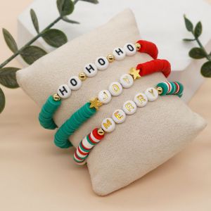 Colorful Polymer Clay Letter Beaded Five-pointed Star Bracelet Set