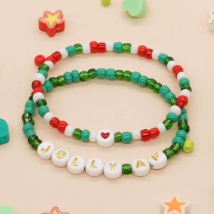 Geometric Rice Beads Alphabet Beads Bracelet Set