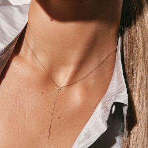 Metal Diamond Y-shaped Necklace