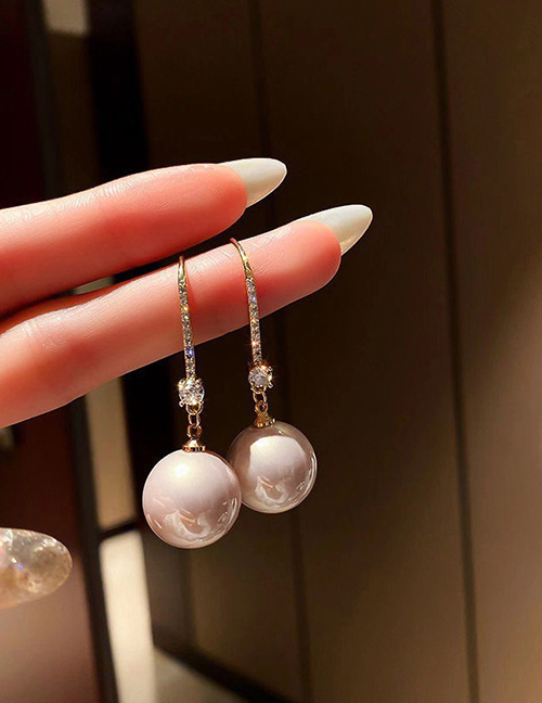 Aretes Colgantes De Perlas Con Circonitas Geométricas