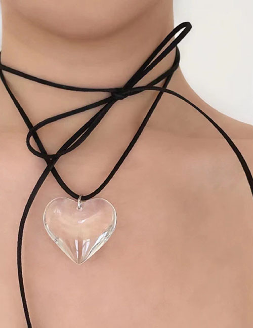 Collar De Corazón De Cristal Geométrico