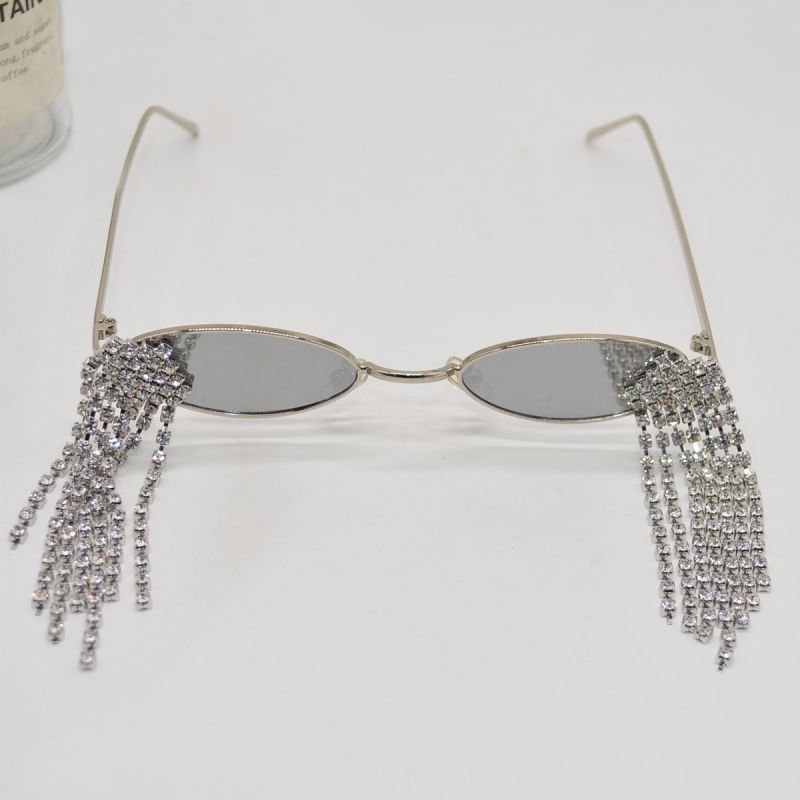 Gafas De Sol Ovaladas Con Diamantes Y Borlas De Diamantes De Imitación De Metal