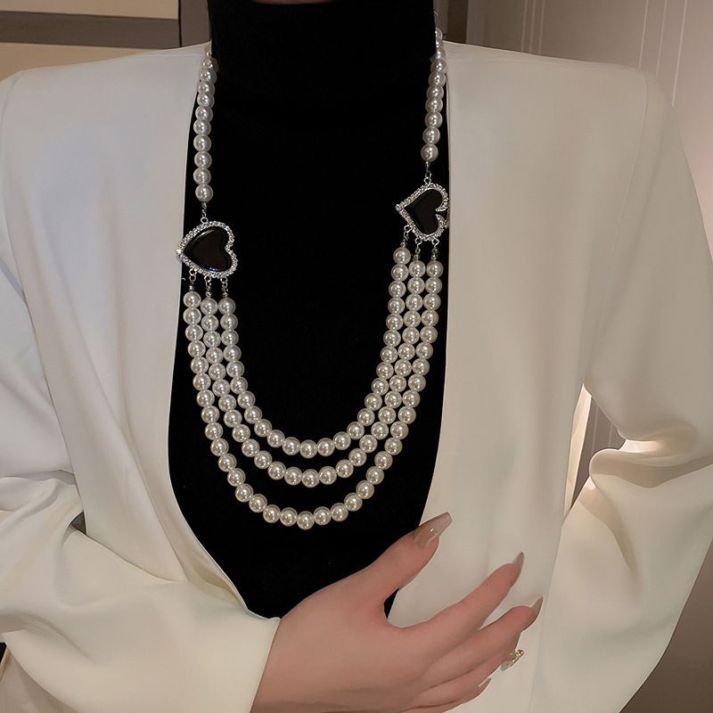 Collar Multicapa Love De Perlas Y Diamantes