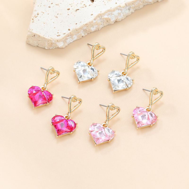Alloy Diamond Love Earrings