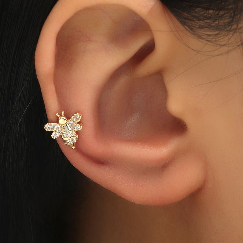 Ear Cuff De Abeja Con Diamantes De Cobre (individual)