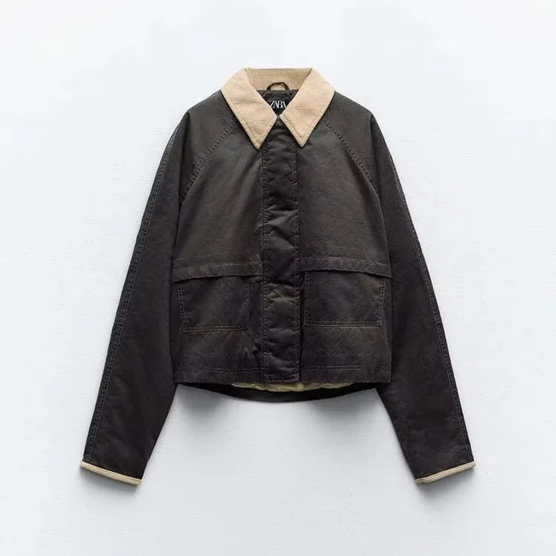 Blend Contrasting Lapel Buttoned Jacket
