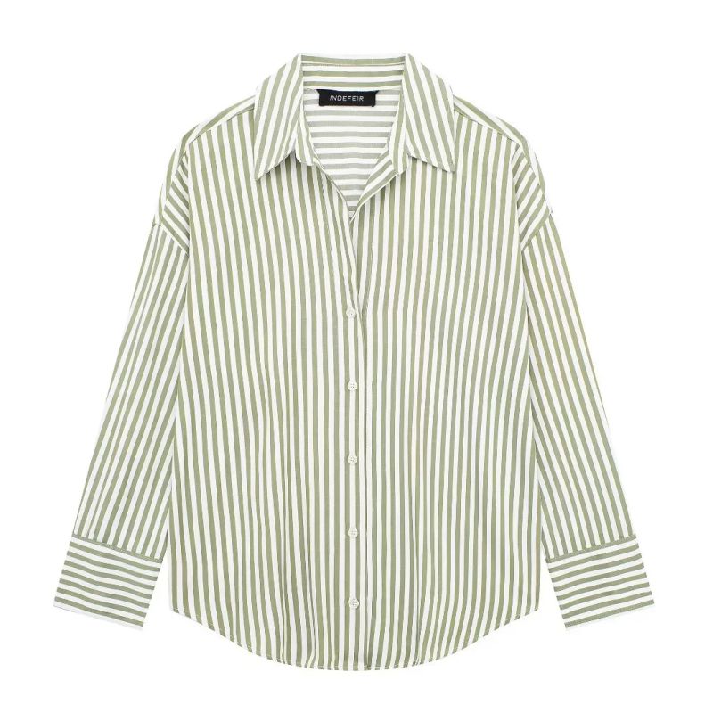 Blended Striped Lapel Shirt