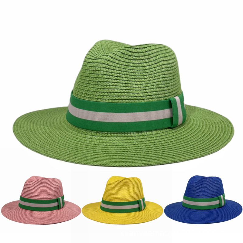 Sombrero Para El Sol De Paja Con Diseño Colour Block