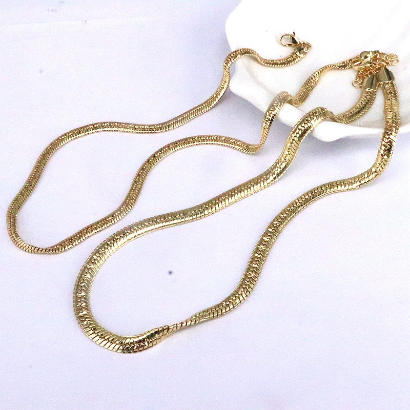 Collar De Cadena De Hueso De Serpiente De Cobre Bañado En Oro