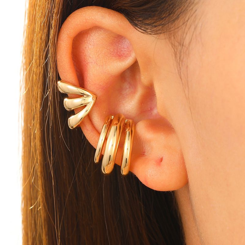 Ear Cuff Geométrico Cobre (una Sola Pieza)