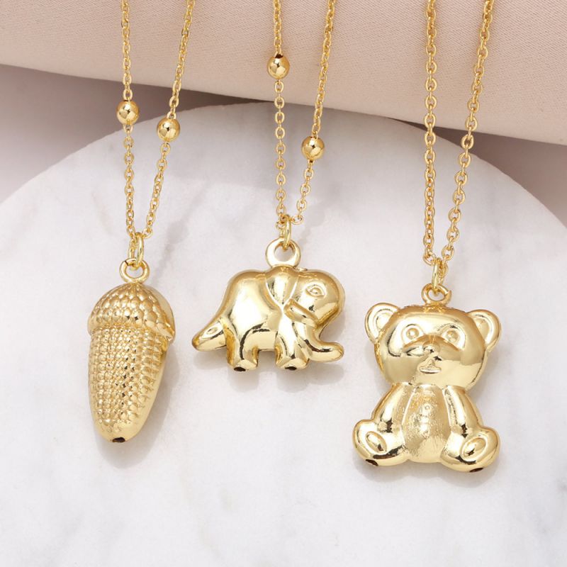 Collar Elefante De Cobre Bañado En Oro