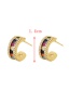 Fashion Color Copper Inlaid Zirconium C-shaped Earrings