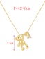Fashion A Bronze Zirconium 26 Letter Love Bear Pendant Necklace