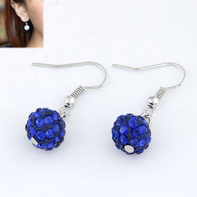 Synthetic Dark Blue Blink Ball Design Alloy Korean Earrings