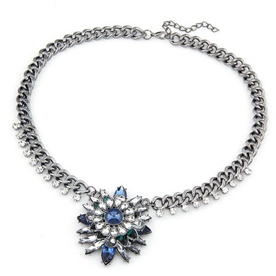 Sling Sapphire Bright Gemstone Pendant Design Alloy Bib Necklaces