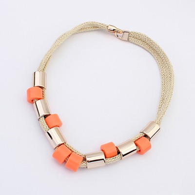 Detachable Orange Double Layer Simple Design Ccb Bib Necklaces