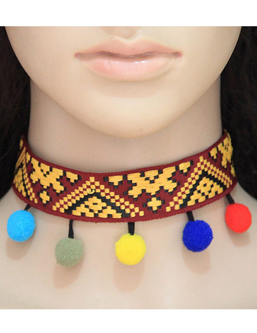 Fashion Multi-color Ball Decorated Color Matching Pom Choker