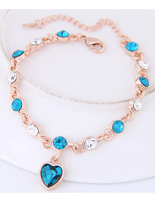Fashion Blue Heart Shape Decorated Bracelet