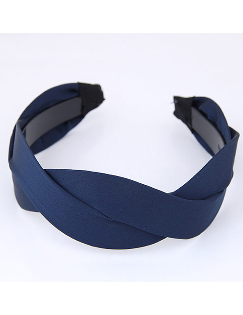 Elegant Dark Blue Pure Color Decorated Cross Design Hair Hoop