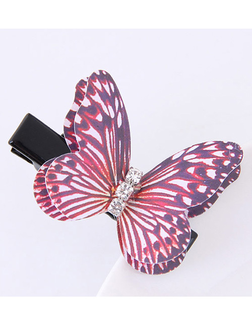 Fashion Red Butterfly Shape Decorated Simple Hair Pin