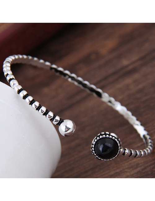Fashion Silver Color Ball Shape Decorated Opening Bracelet