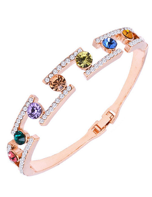 Fashion Multi-color Diamond Decorated Simple Bracelet