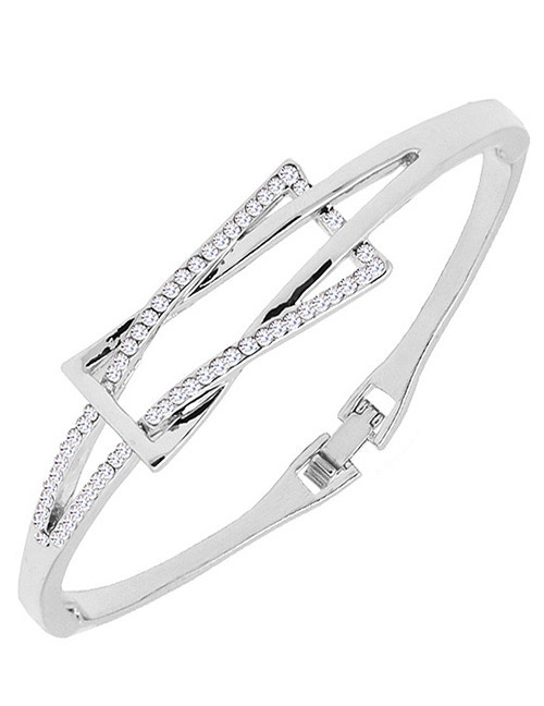 Fashion Silver Color Diamond Decorated Simple Bracelet