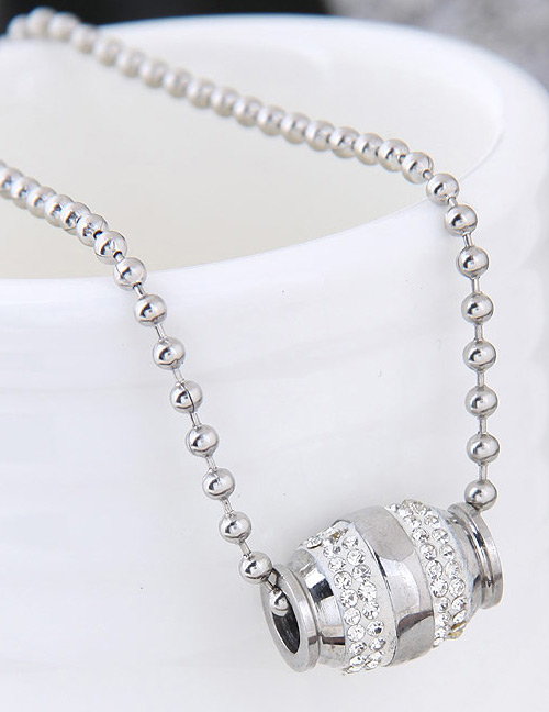 Trendy Silver Color Beads&diamond Decorated Pure Color Necklace