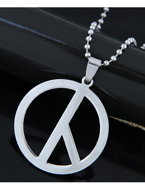 Trendy Silver Color Peace Sign Pendant Decorated Simple Necklace