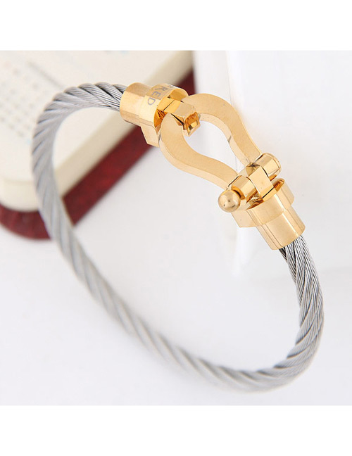 Personlity Gold Color+gray Hand-woven Decorated Bracelet