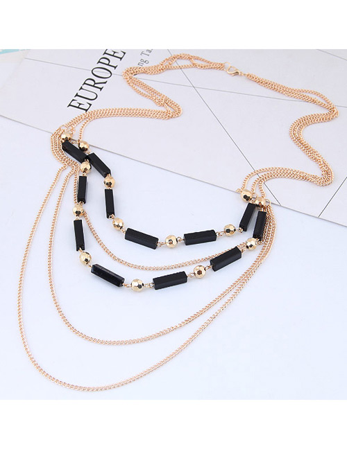Fashion Gold Color+black Pure Color Decorated Necklace