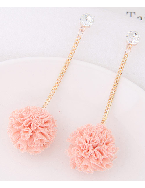 Sweet Light Pink Flower Pendant Decorated Long Earrings