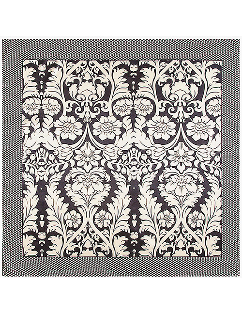 Fashion Black Flower Pattern Decorated Square Shape Scarf