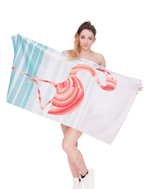 Fashion Multi-color Flamingo Pattern Decorated Simple Bathrobes Towel