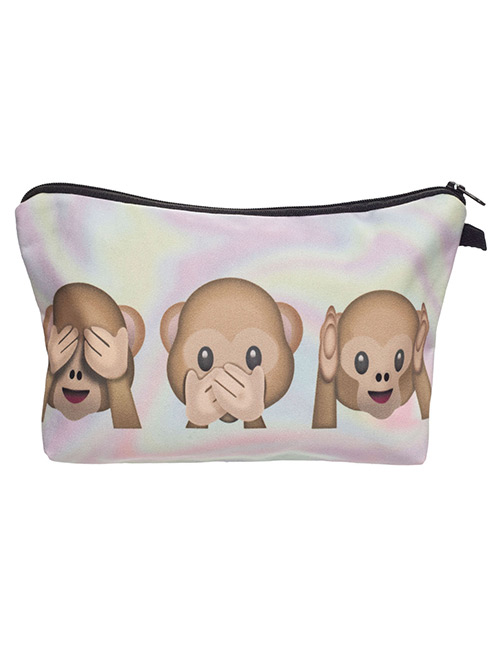 Fashion Multi-color Monkey Pattern Decorated Simple Handbag
