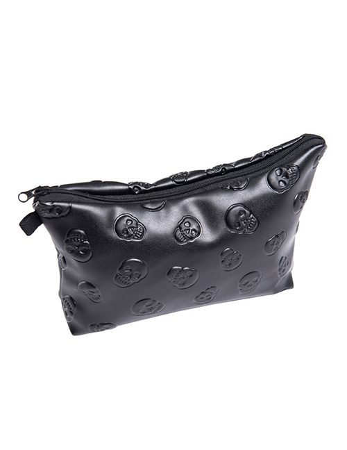Fashion Black Skull Pattern Decorated Waterproof Cosmetic Bag