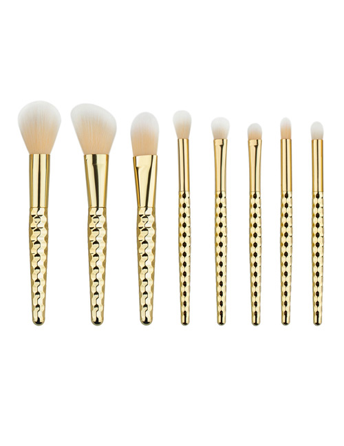 Fashion Gold Color Pure Color Decoraed Simple Makeup Brush (8pcs)