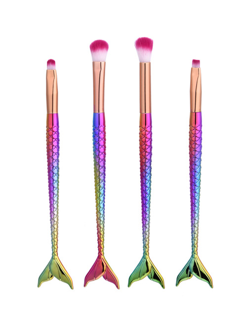 Fashion Multi-color Merman Tail Decorated Brush (4pcs)